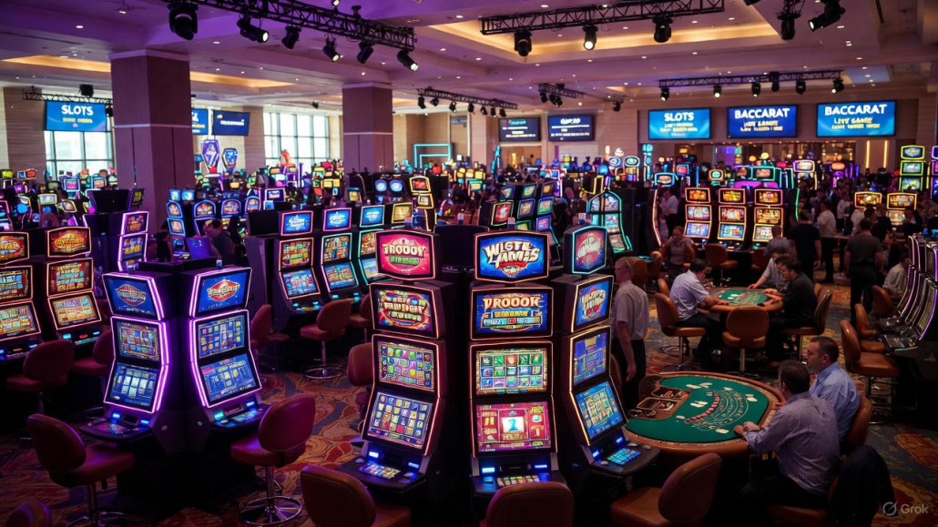 SA Gaming 2025 ภายในคาสิโนเต็มไปด้วยสล็อตแมชชีน บาคาร่าสด และเกมสดมากมาย สไตล์การ์ตูนสำหรับคนไทย