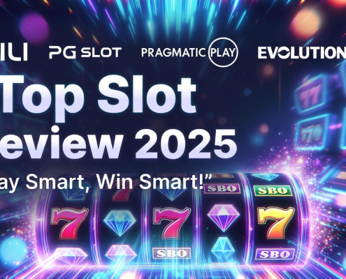ภาพโปรโมทรีวิวเกมสล็อตออนไลน์ปี 2025 รวมค่ายดังเล่นง่ายบนมือถือ พร้อมเทรนด์เกมมาแรงสำหรับผู้เล่นไทย