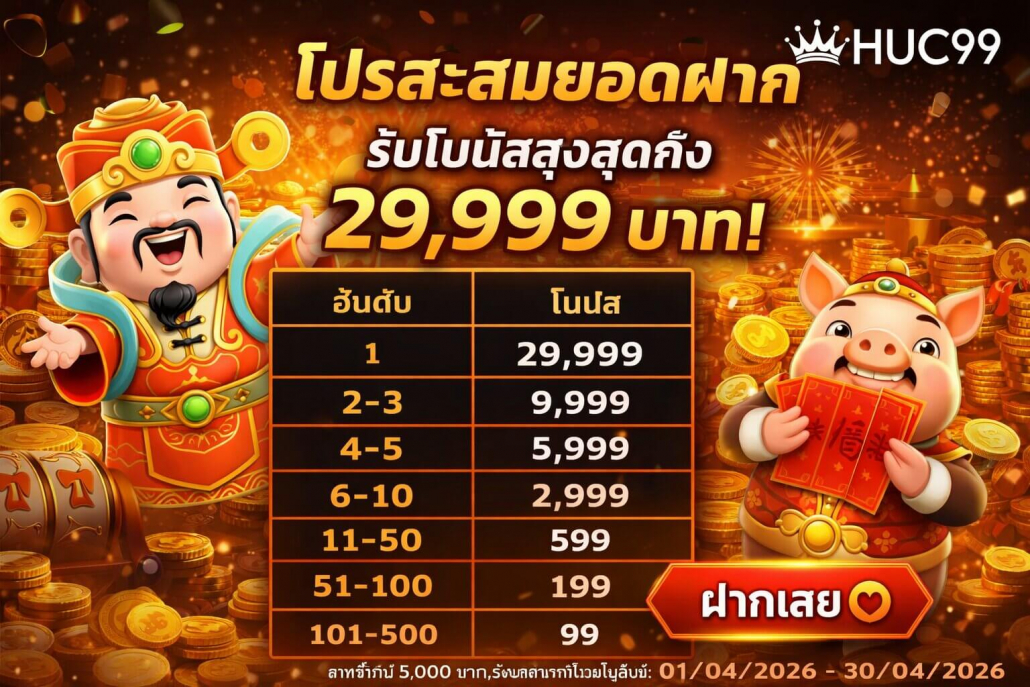 โปรโมชั่นสล็อต โปรฝากสะสม รับโบนัสสูงสุด 29999 บาท
